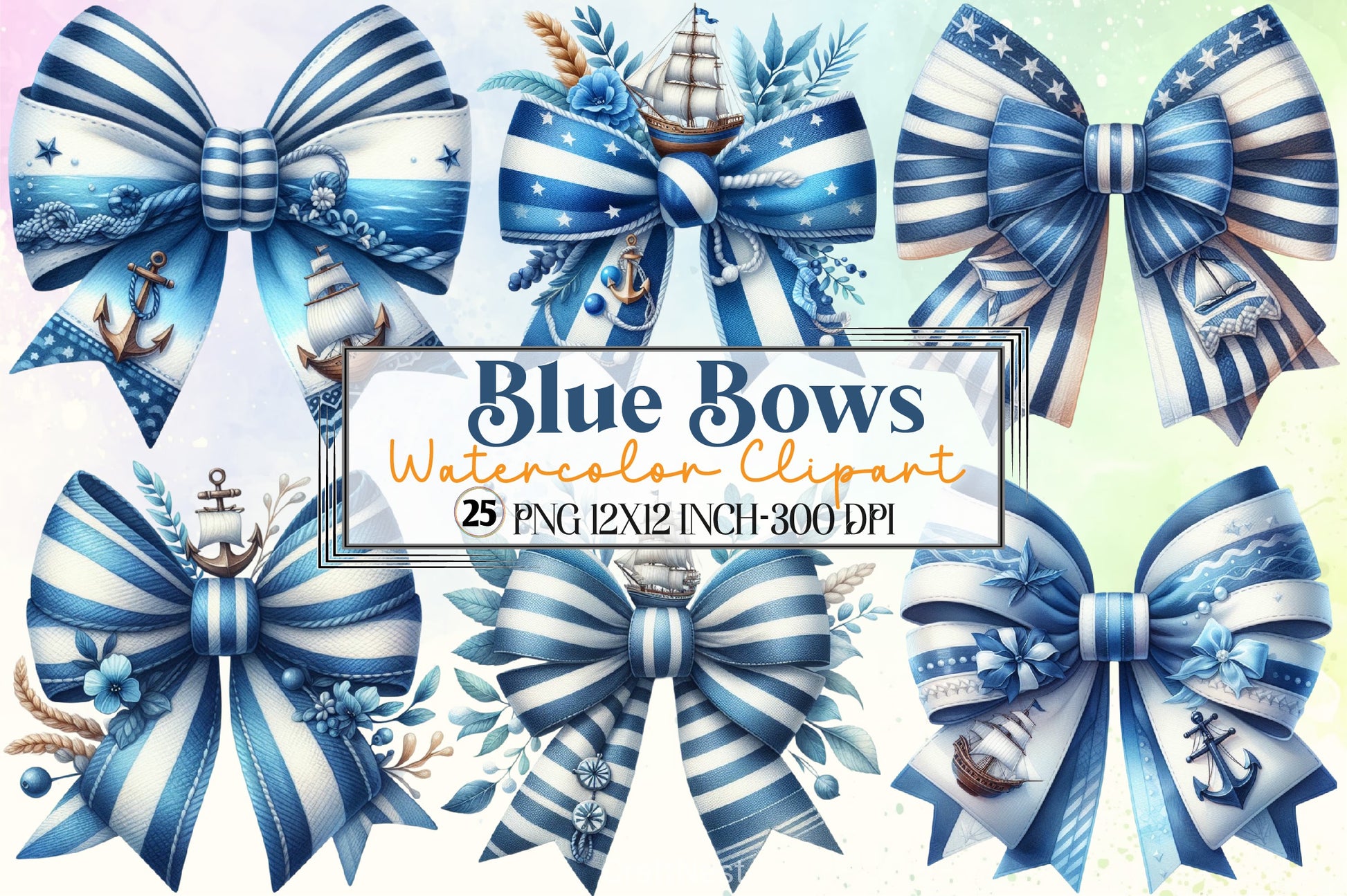 Blue Bows Clipart Bundle - CraftNest - Digital Crafting and Art