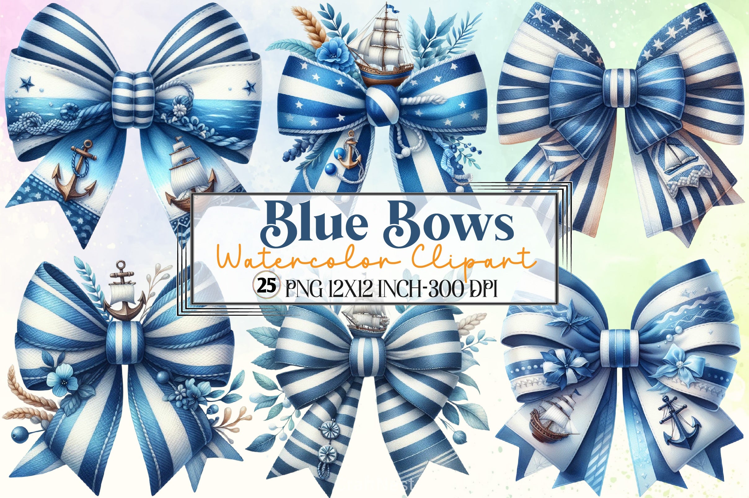 Blue Bows Clipart Bundle - CraftNest - Digital Crafting and Art