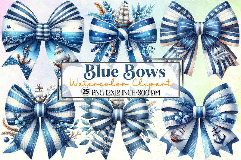 Blue Bows Clipart Bundle - CraftNest - Digital Crafting and Art