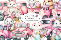 Easter Bunny Truck Clipart Bundle - CraftNest - Digital Crafting and Art