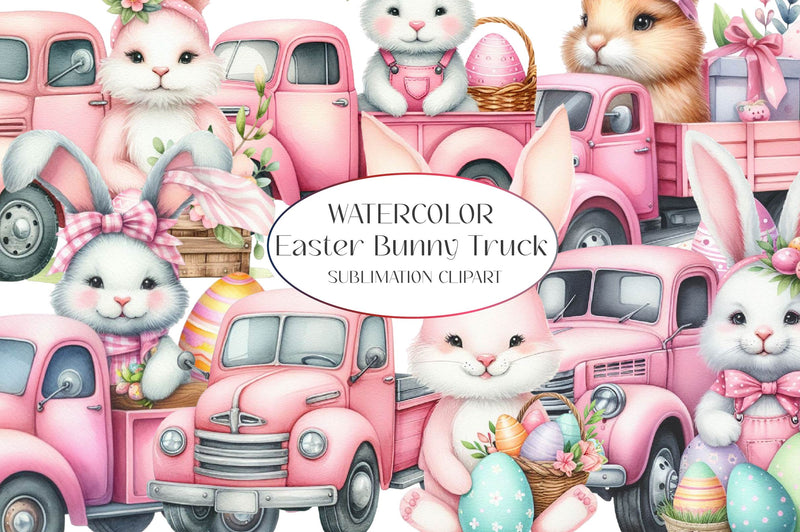 Easter Bunny Truck Clipart Bundle - CraftNest - Digital Crafting and Art