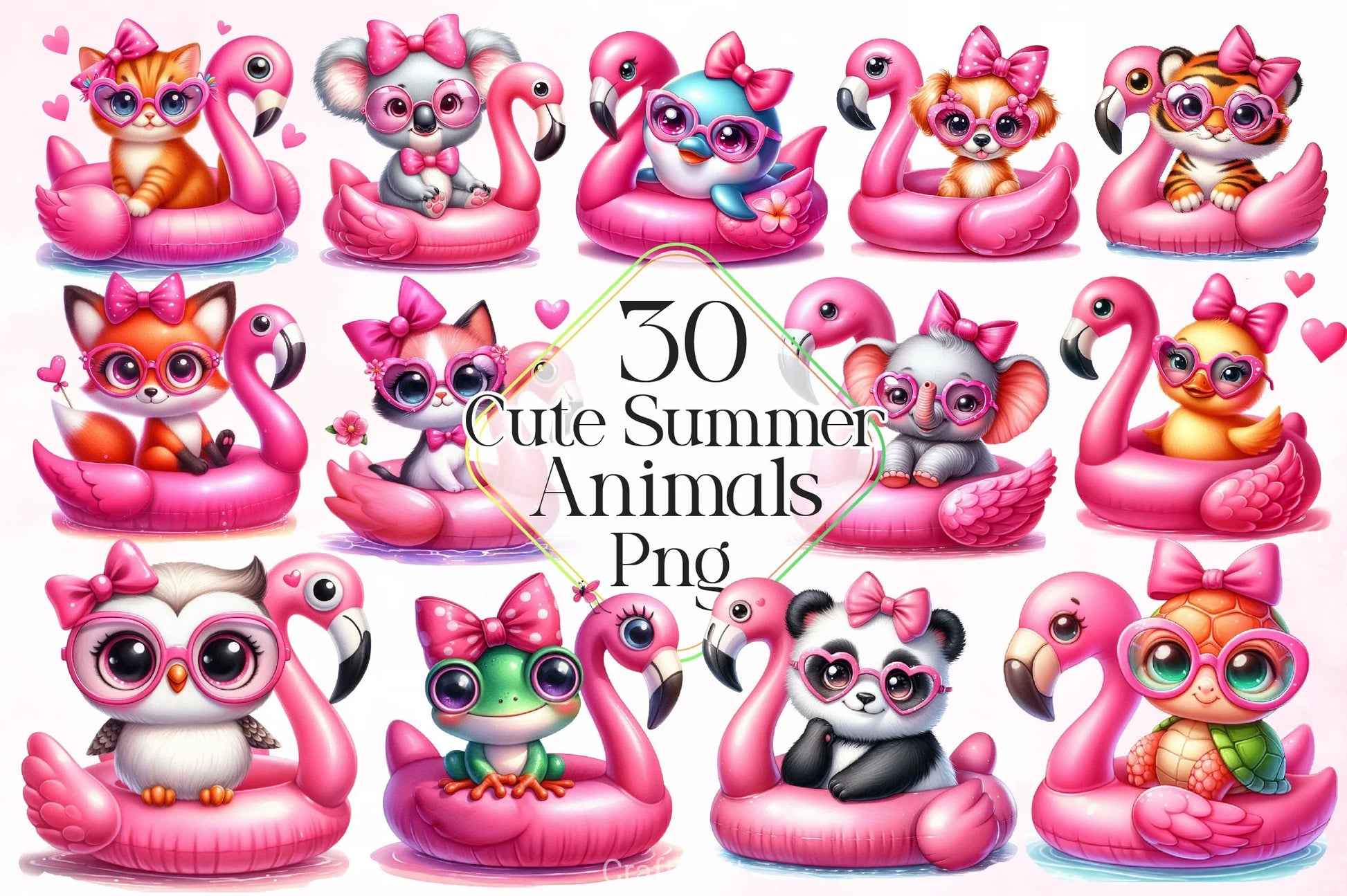Summer Cute Summer Animals Clipart Bundle - CraftNest - Digital Crafting and Art