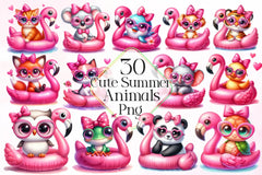 Summer Cute Summer Animals Clipart Bundle - CraftNest - Digital Crafting and Art