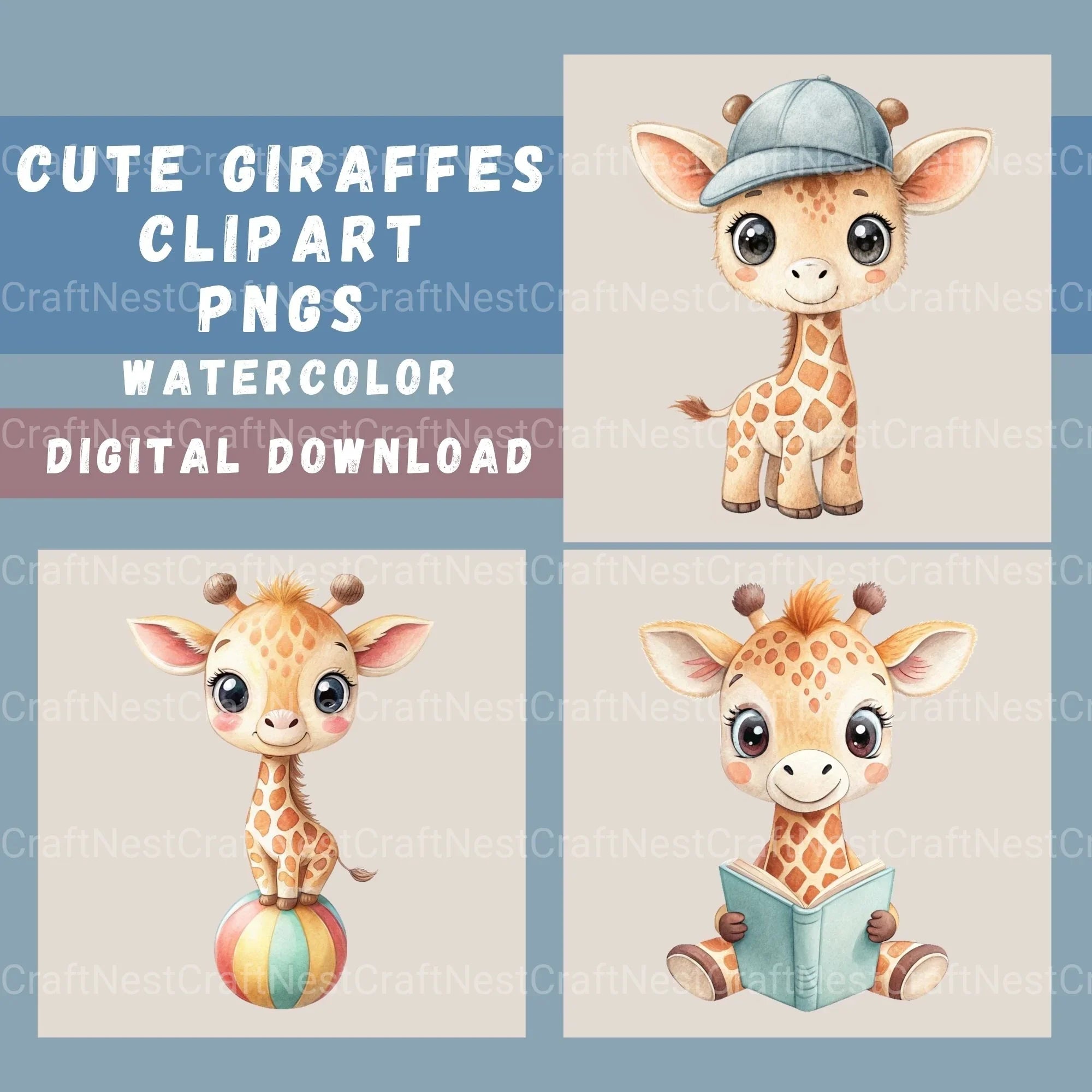 Cute Giraffes Clipart Bundle - CraftNest - Digital Crafting and Art