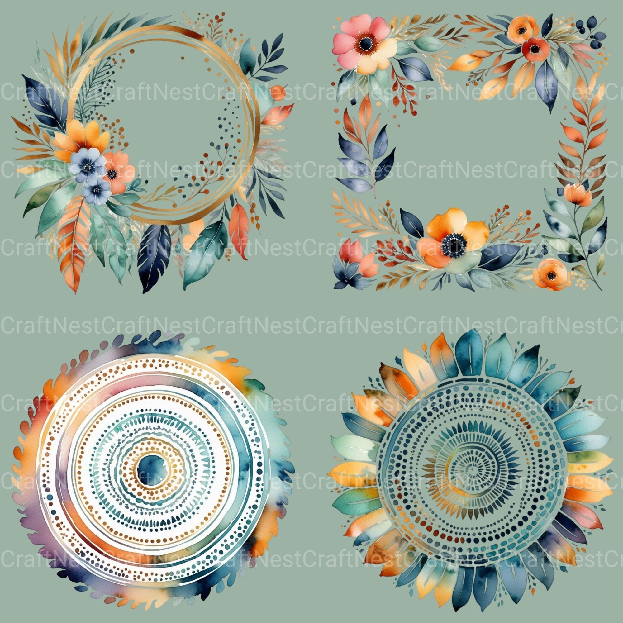 Abstract Boho Clipart Bundle - CraftNest - Digital Crafting and Art
