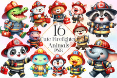Cute Firefighter Animals Clipart Bundle 3 - CraftNest - Digital Crafting and Art