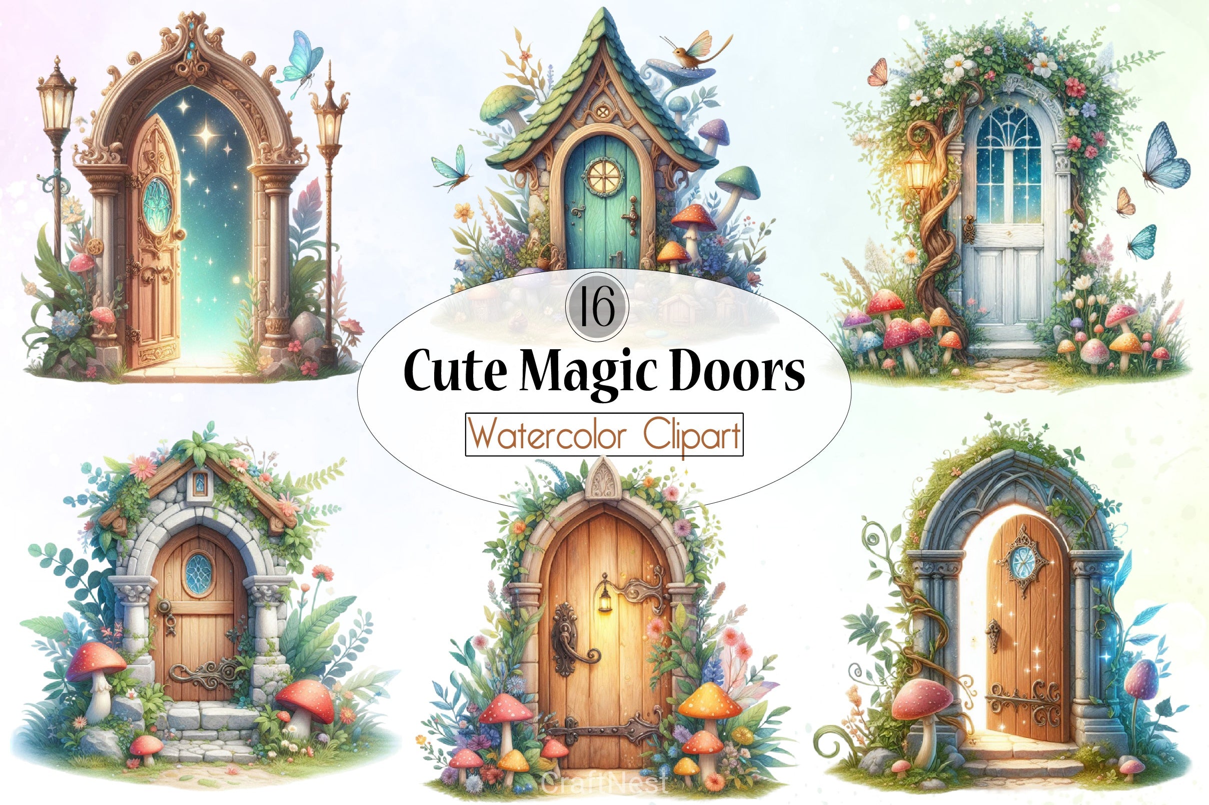 Cute Magic Doors Clipart Bundle - CraftNest - Digital Crafting and Art
