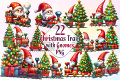 Christmas Train With Gnomes Clipart Bundle 2 - CraftNest - Digital Crafting and Art