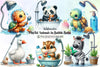 Playful Animals Bubble Baths Clipart Bundle