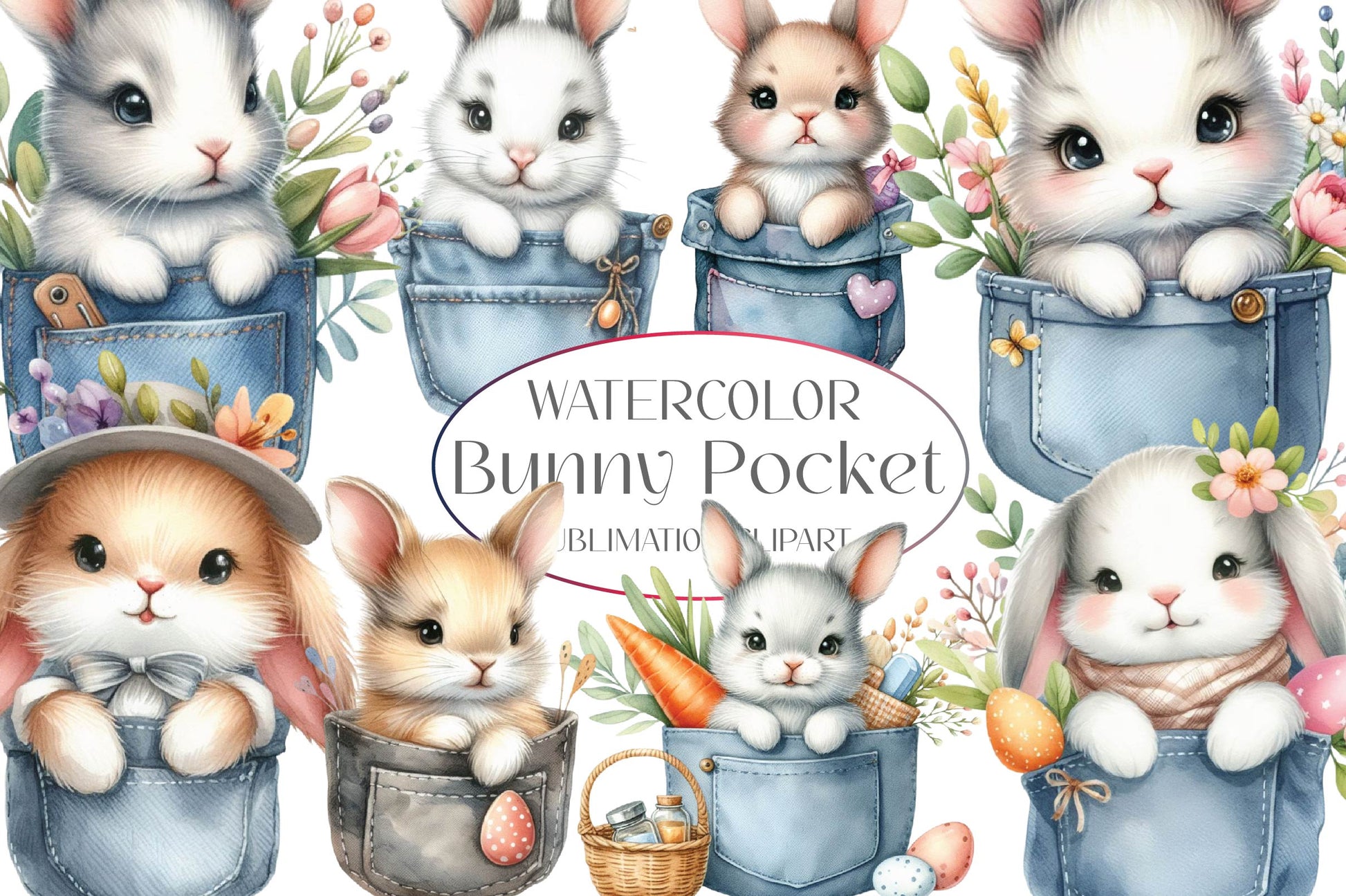Bunny Pocket Shirt Clipart Bundle - CraftNest - Digital Crafting and Art
