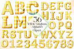 Yellow Gingham Alphabet Clipart Bundle - CraftNest - Digital Crafting and Art