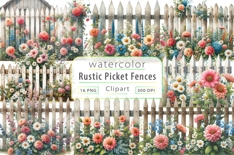Rustic Picket Fences Clipart Bundle 2 - CraftNest - Digital Crafting and Art