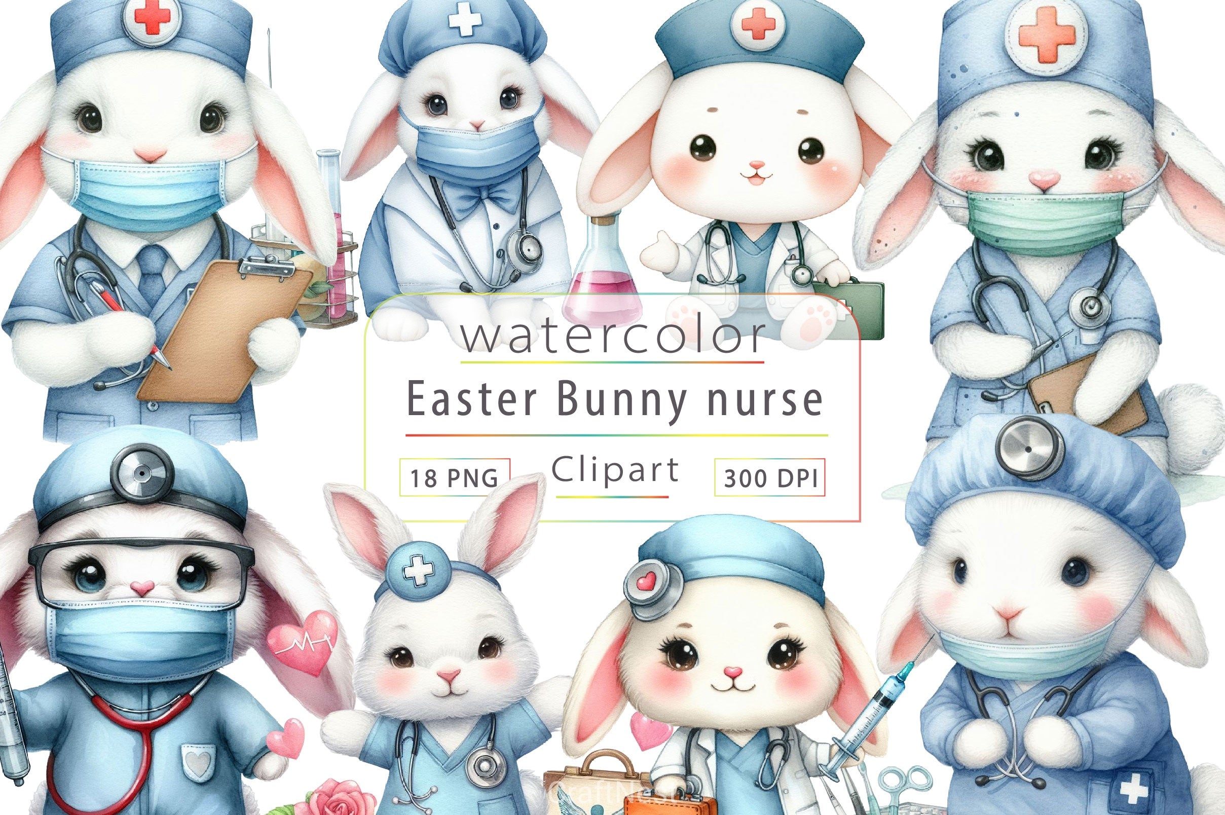 Easter Bunny Nurse Clipart Bundle 2 - CraftNest - Digital Crafting and Art