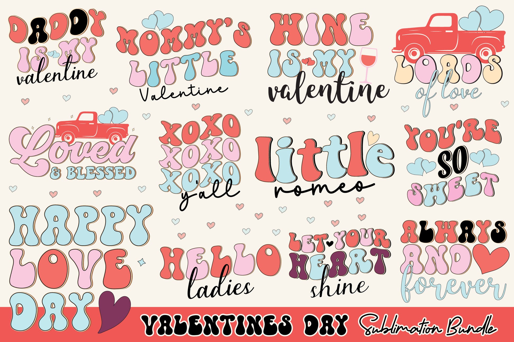 Retro Valentine's Day Bundle - CraftNest - Digital Crafting and Art