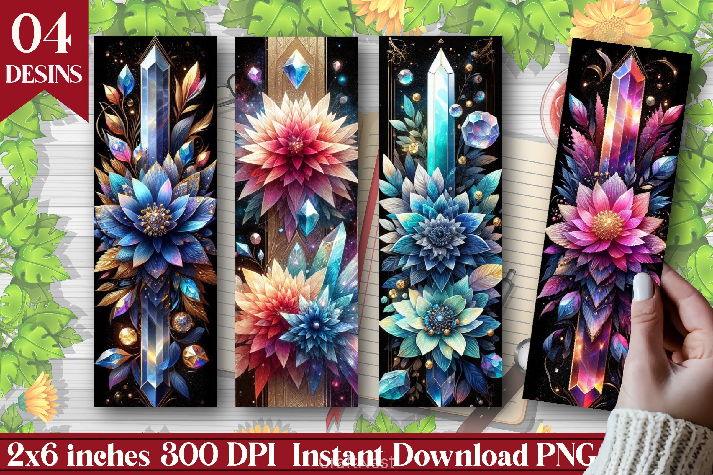 Magic Crystal Flower Bookmarks Journal - CraftNest - Digital Crafting and Art
