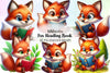 Cute Fox Reading Clipart Bundle