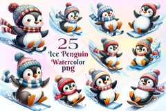 Ice Penguin Clipart Bundle 2 - CraftNest - Digital Crafting and Art