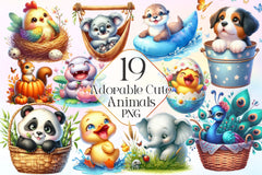 Adorable Enchanted Moments Of Animal Clipart Bundle - CraftNest - Digital Crafting and Art
