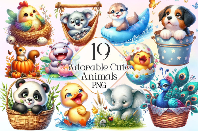 Adorable Enchanted Moments Of Animal Clipart Bundle - CraftNest - Digital Crafting and Art