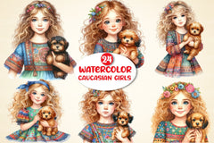 Caucasian Girls Clipart Bundle - CraftNest - Digital Crafting and Art