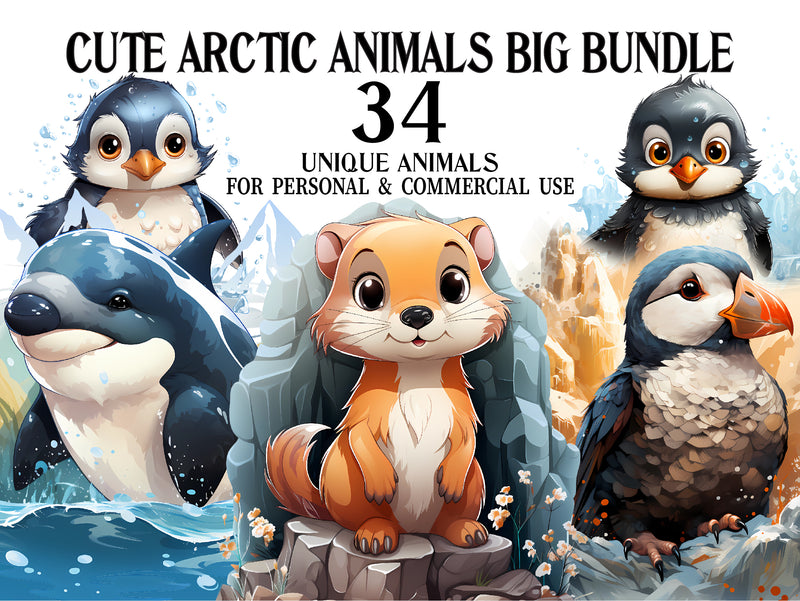 Cute Arctic Animals Clipart - CraftNest