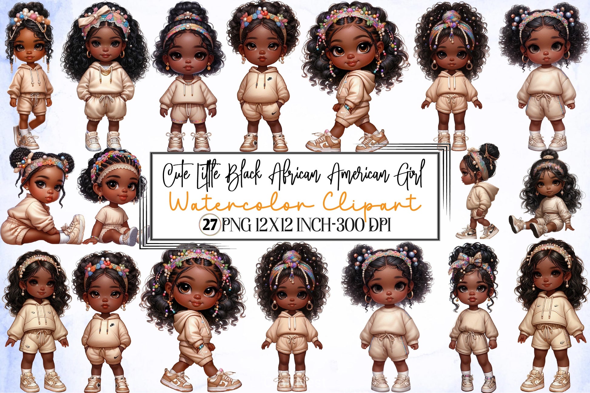 Cute Black Girl Clipart Bundle - CraftNest - Digital Crafting and Art