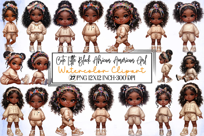 Cute Black Girl Clipart Bundle - CraftNest - Digital Crafting and Art