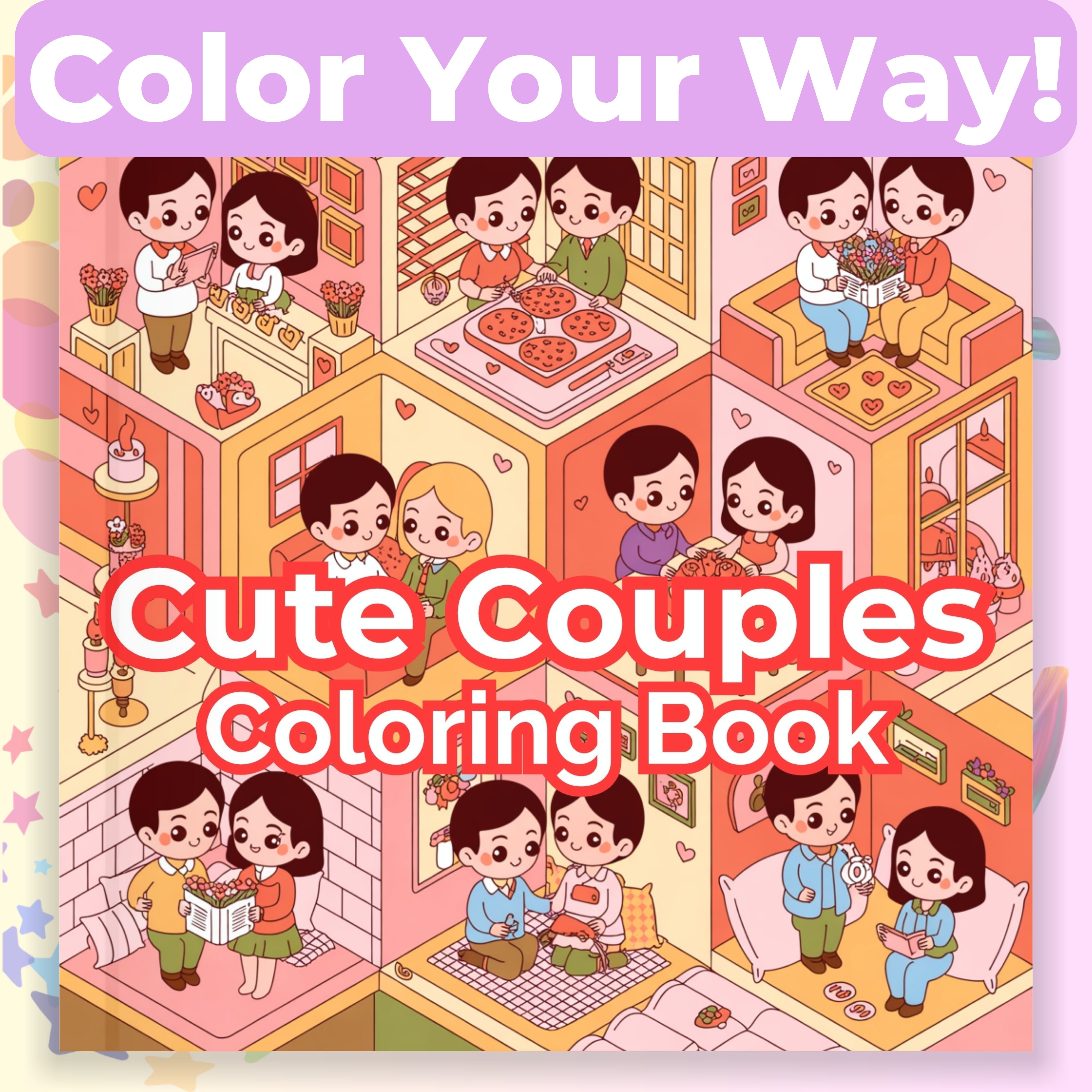 Cute Couples Coloring Book Bundle