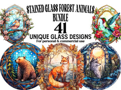 Stained Glass Forest Animals Clipart - CraftNest