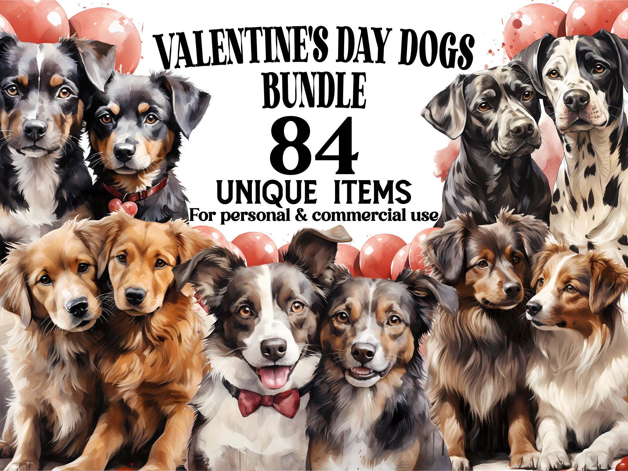 Valentine Dogs Clipart - CraftNest