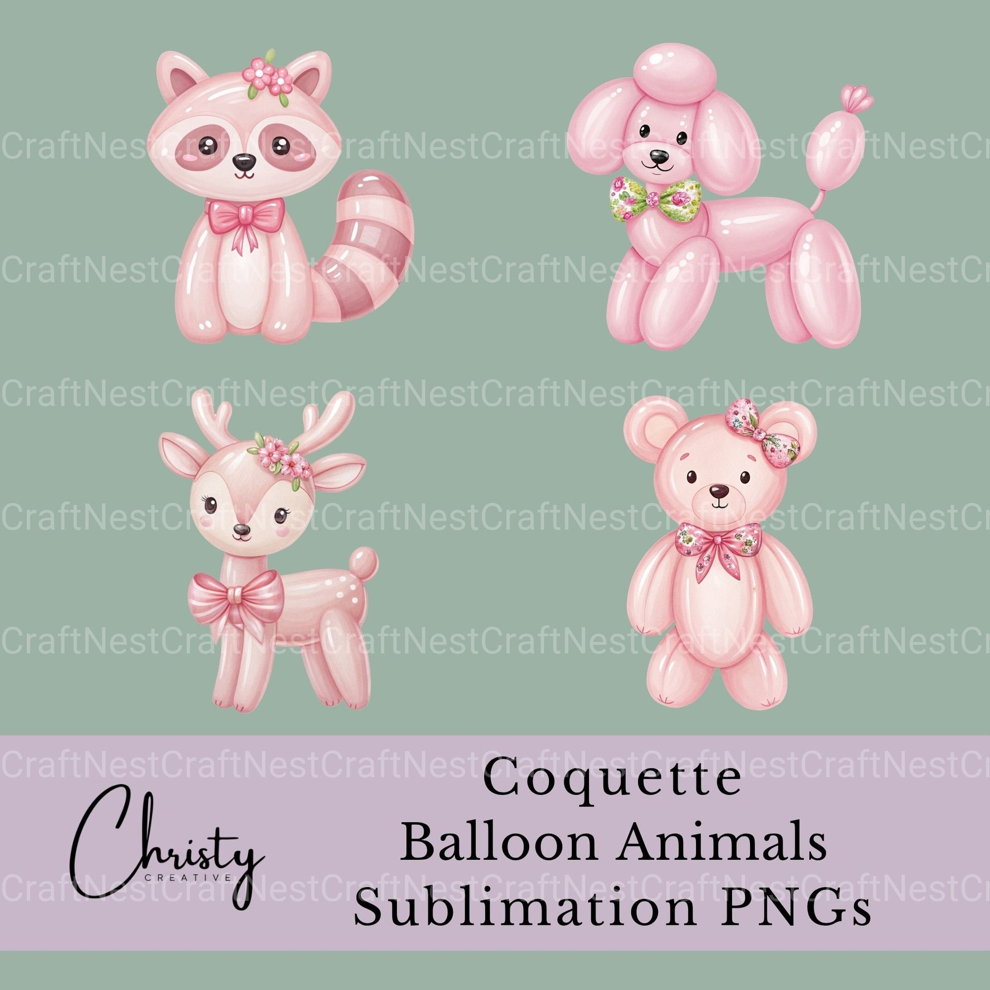 Balloon Animals Coquette Clipart Bundle - CraftNest - Digital Crafting and Art