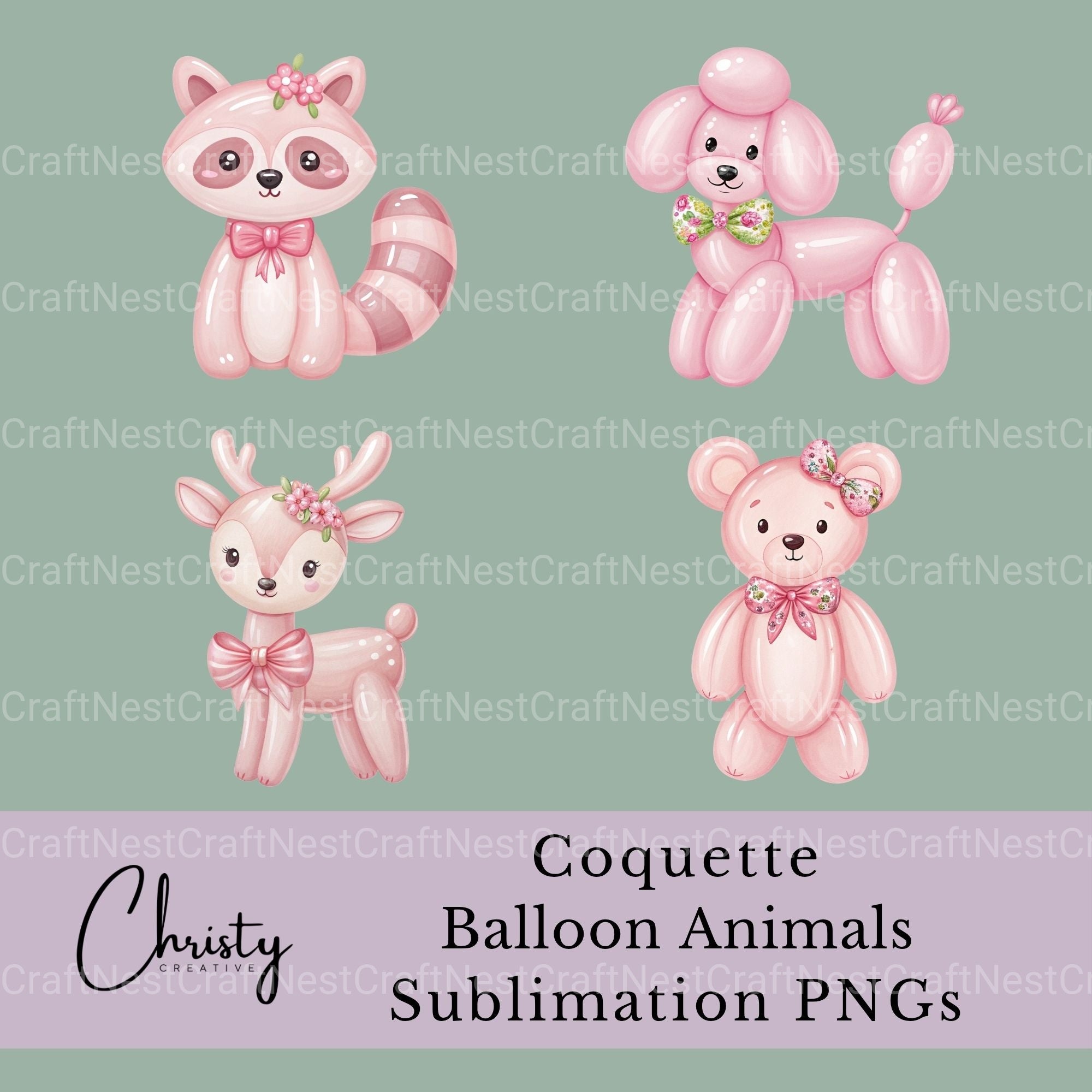 Balloon Animals Coquette Clipart Bundle - CraftNest - Digital Crafting and Art