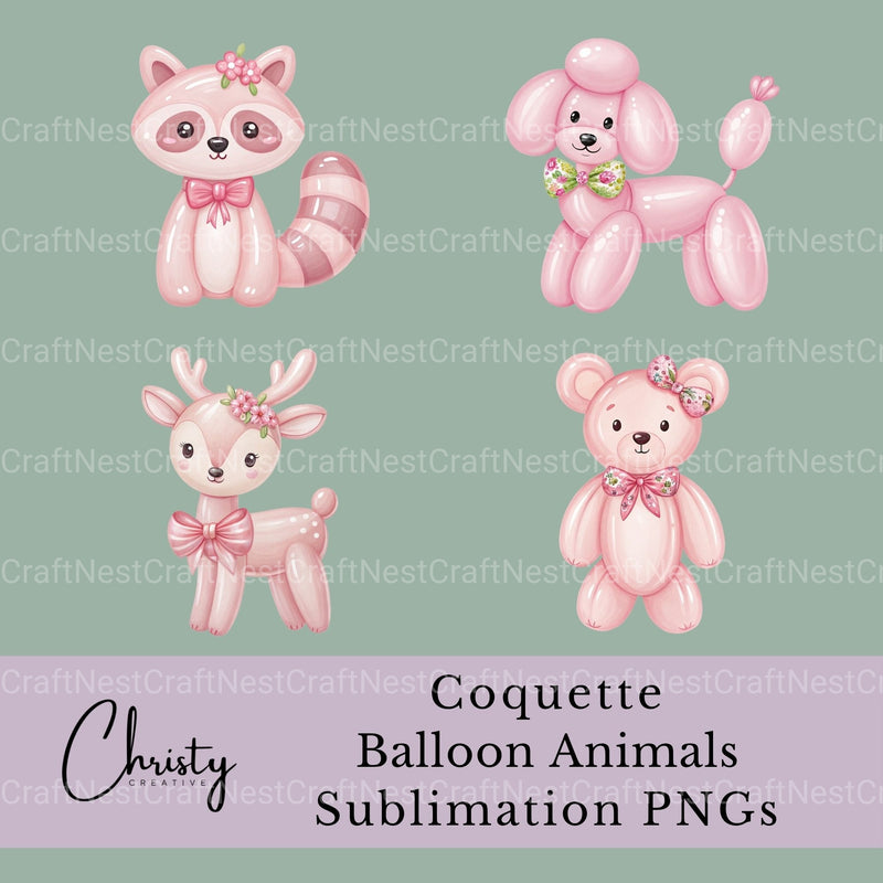 Balloon Animals Coquette Clipart Bundle - CraftNest - Digital Crafting and Art