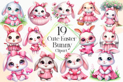 Cute Easter Bunny Clipart Bundle 8 - CraftNest - Digital Crafting and Art