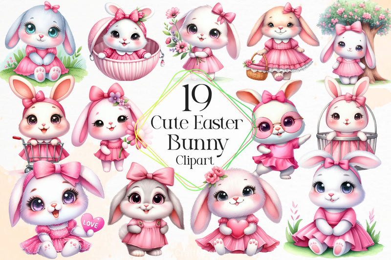 Cute Easter Bunny Clipart Bundle 8 - CraftNest - Digital Crafting and Art