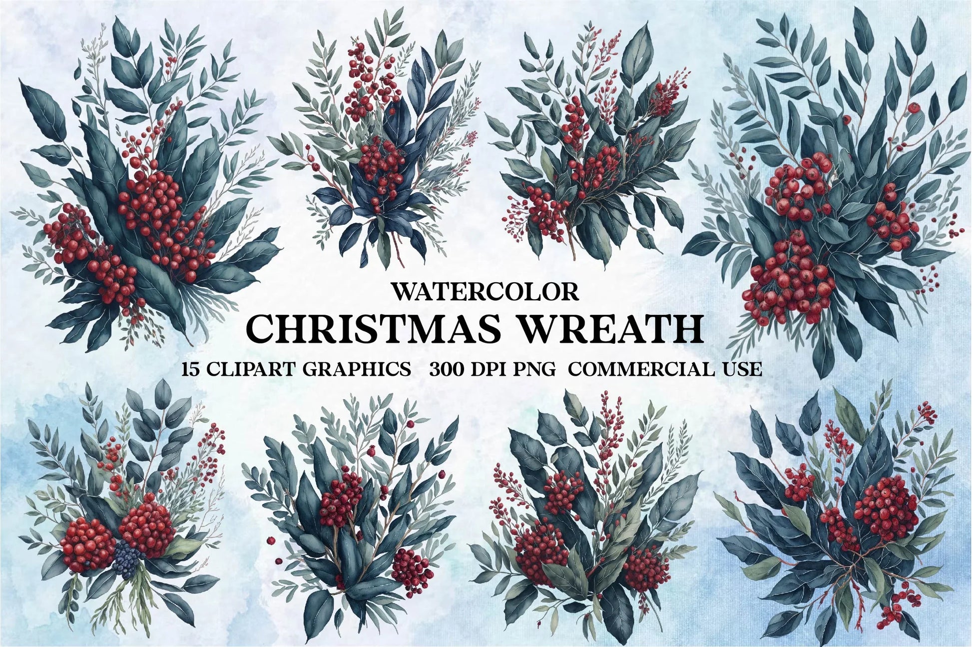 Christmas Wreath Clipart Bundle - CraftNest - Digital Crafting and Art