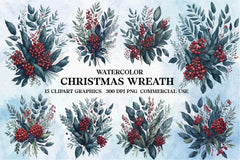 Christmas Wreath Clipart Bundle - CraftNest - Digital Crafting and Art