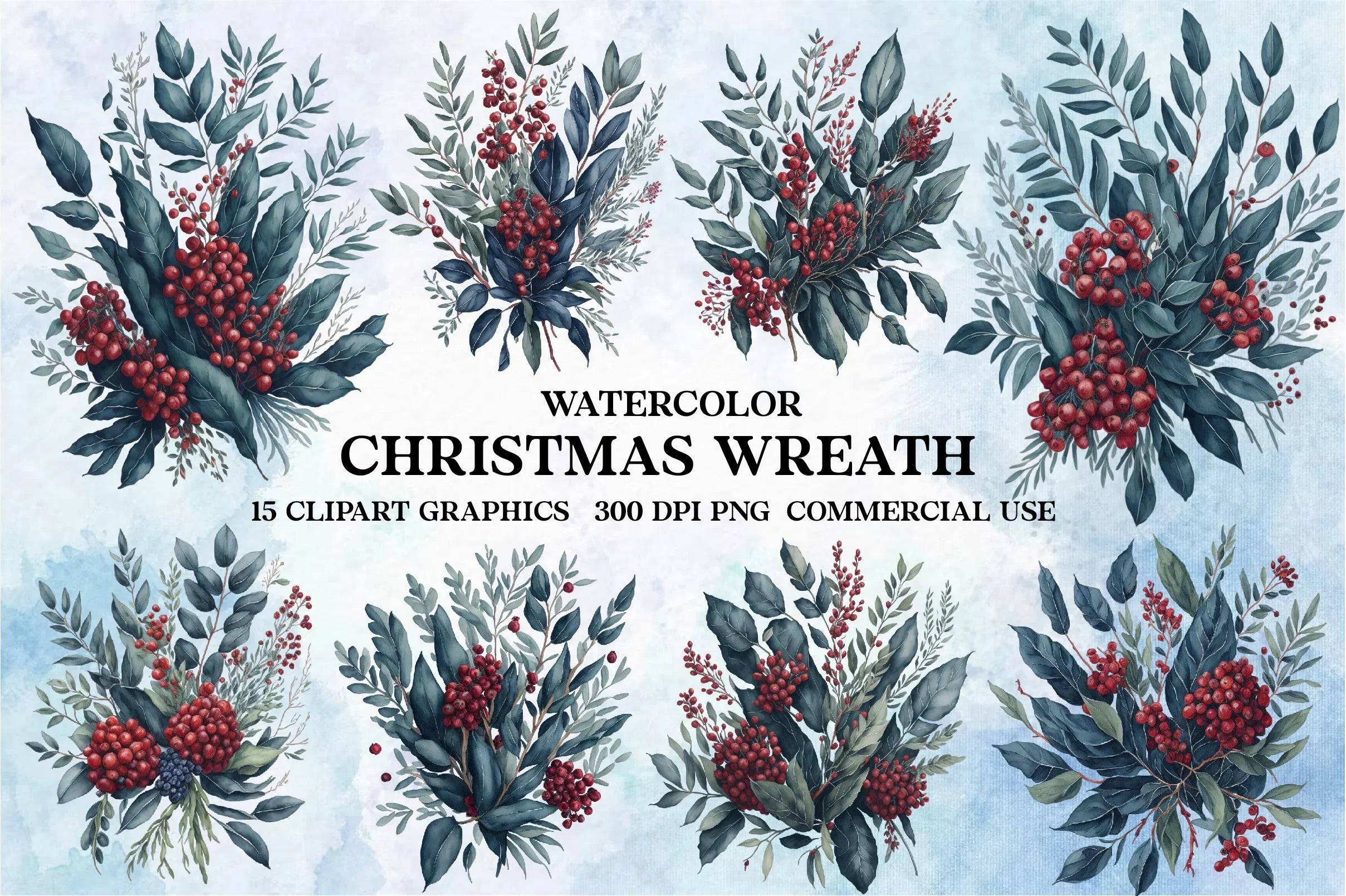 Christmas Wreath Clipart Bundle - CraftNest - Digital Crafting and Art