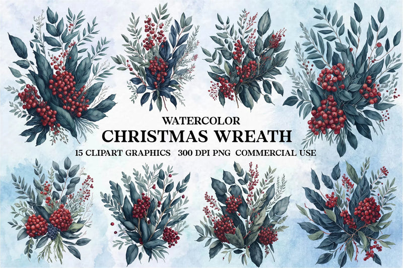Christmas Wreath Clipart Bundle - CraftNest - Digital Crafting and Art