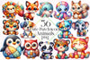 Cute Patchwork Animals Clipart Bundle 3
