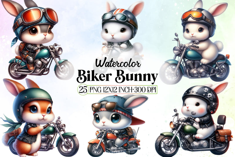Biker Bunny Clipart Bundle - CraftNest - Digital Crafting and Art