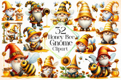 Honey Bee Gnome Clipart Bundle 4 - CraftNest - Digital Crafting and Art