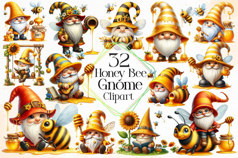 Honey Bee Gnome Clipart Bundle 4 - CraftNest - Digital Crafting and Art
