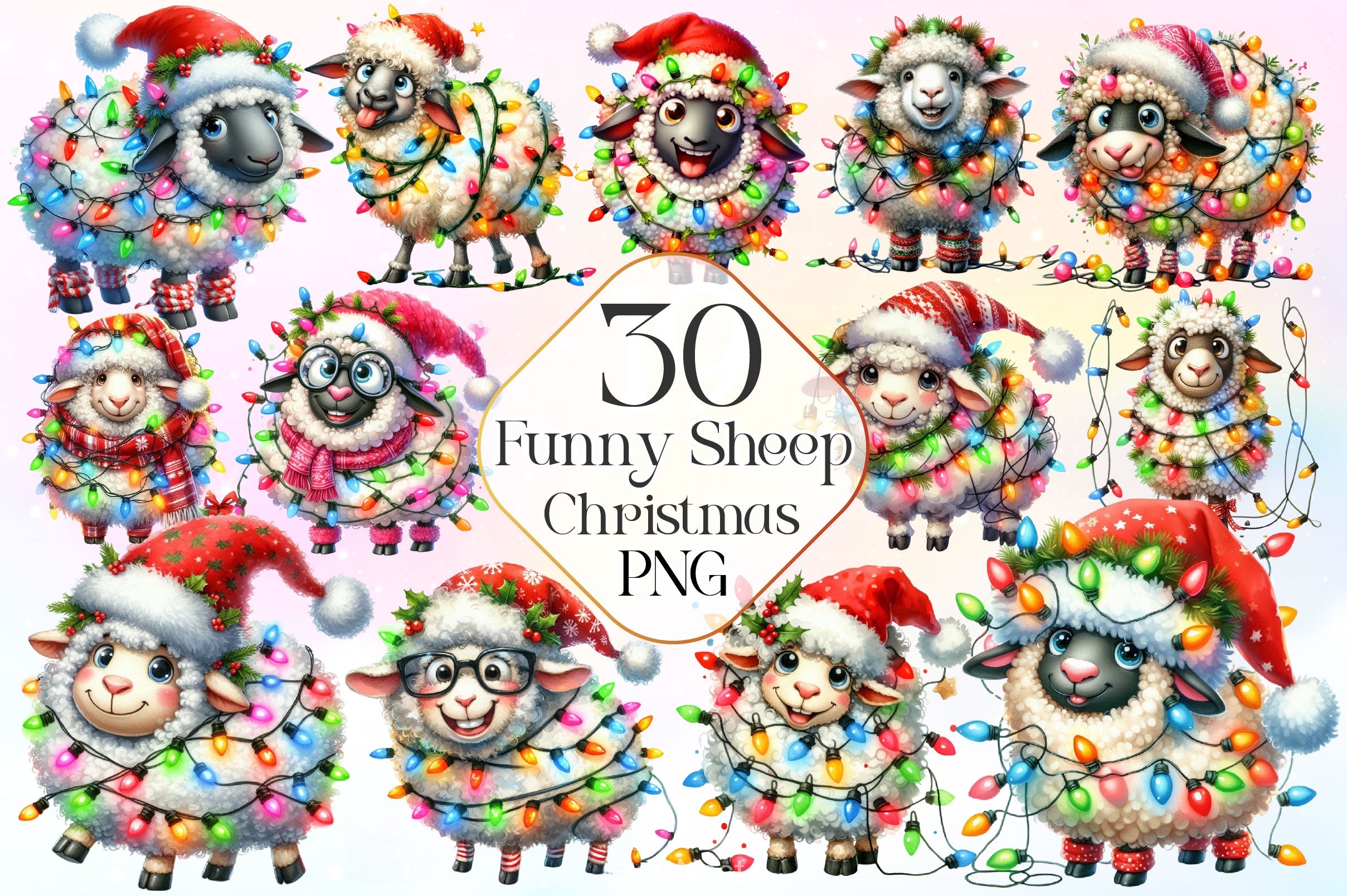 Christmas Funny Sheep Clipart Bundle 2 - CraftNest - Digital Crafting and Art
