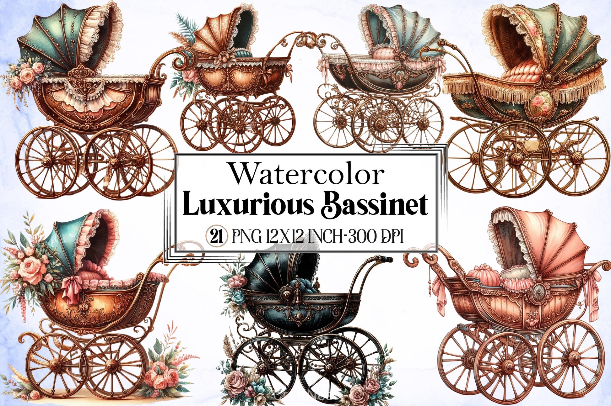 Luxurious Bassinet Clipart Bundle - CraftNest - Digital Crafting and Art