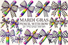 Mardi Gras Pencil Bow Clipart Bundle - CraftNest - Digital Crafting and Art