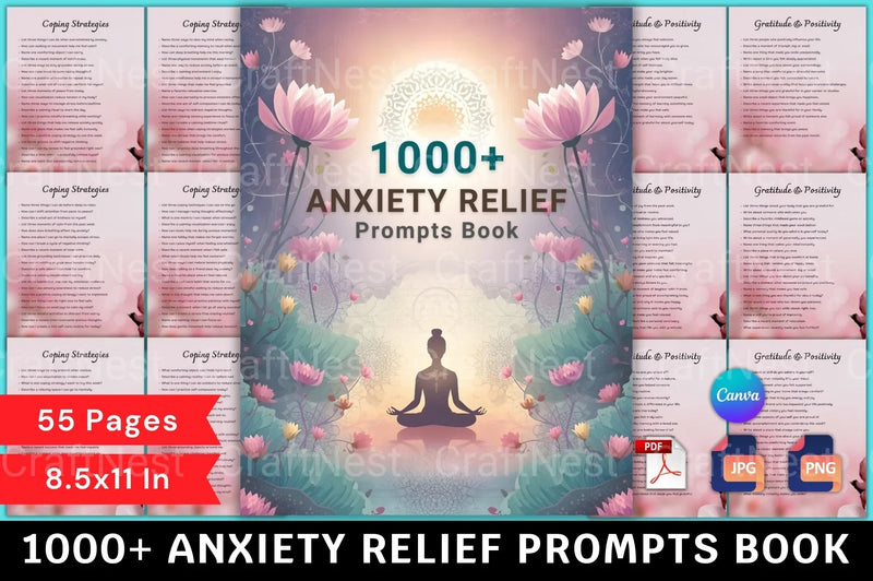 Anxiety Relief Prompts Book for Stress Reduction - CraftNest - Digital Crafting and Art