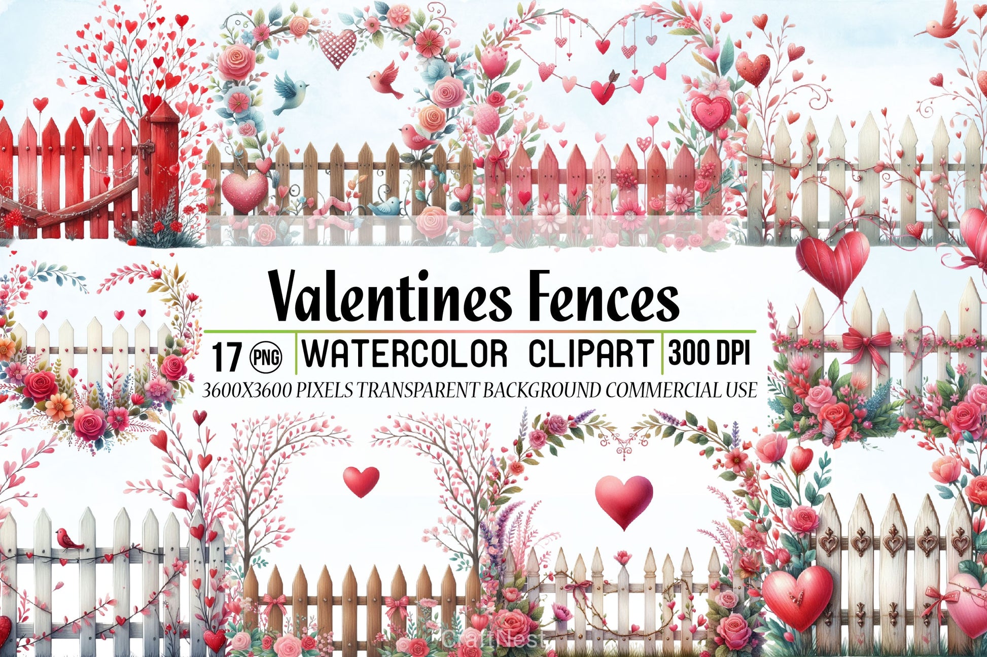 Valentine Fences Clipart Bundle - CraftNest - Digital Crafting and Art