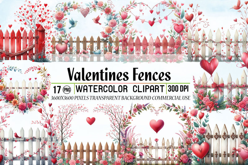 Valentine Fences Clipart Bundle - CraftNest - Digital Crafting and Art
