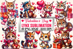 Valentine's Day Lynx Clipart Bundle - CraftNest - Digital Crafting and Art